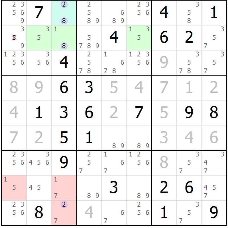 Position des candidats pour la solution de la Gr 77 page 80 du magazine de sudoku Suprême n° 023