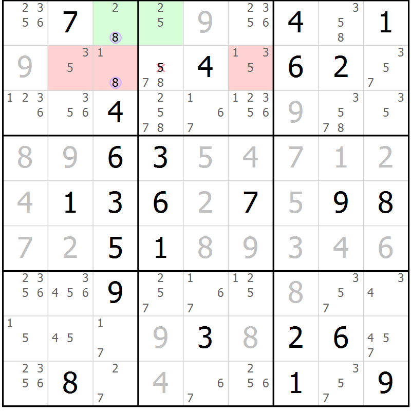 Position des candidats pour la solution de la Gr 77 page 80 du magazine de sudoku Suprême n° 023