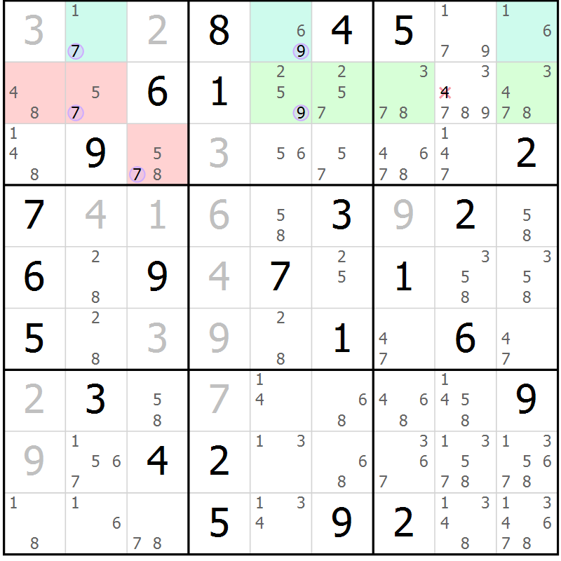 Position des candidats pour la solution de la Gr 78 page 81 du magazine de sudoku Suprême n° 023