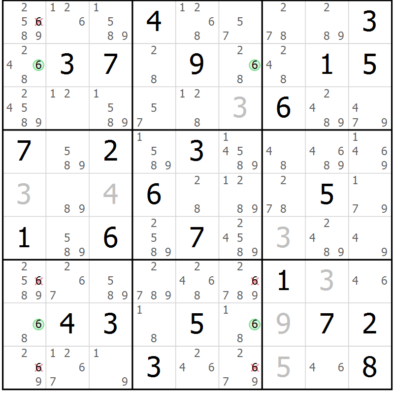 Position des candidats pour la solution de la Gr 79 page 82 du magazine de sudoku Suprême n° 023