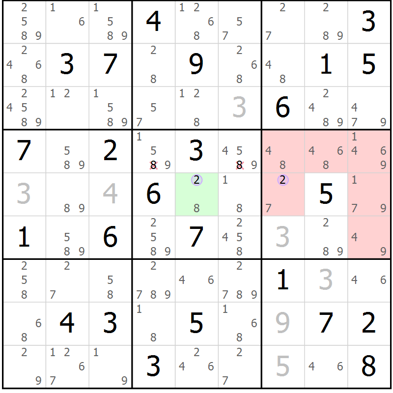 Position des candidats pour la solution de la Gr 79 page 82 du magazine de sudoku Suprême n° 023