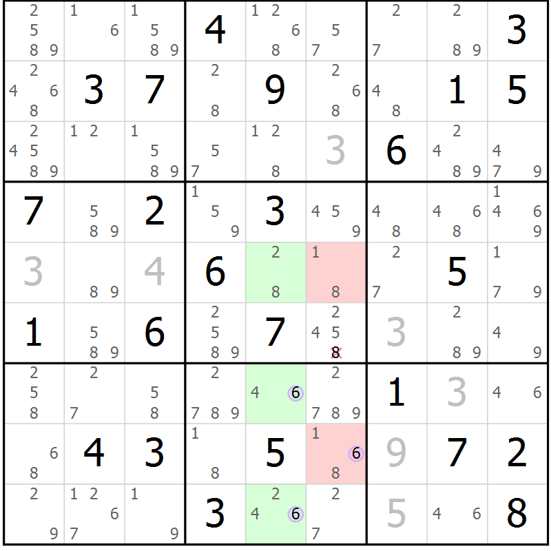 Position des candidats pour la solution de la Gr 79 page 82 du magazine de sudoku Suprême n° 023