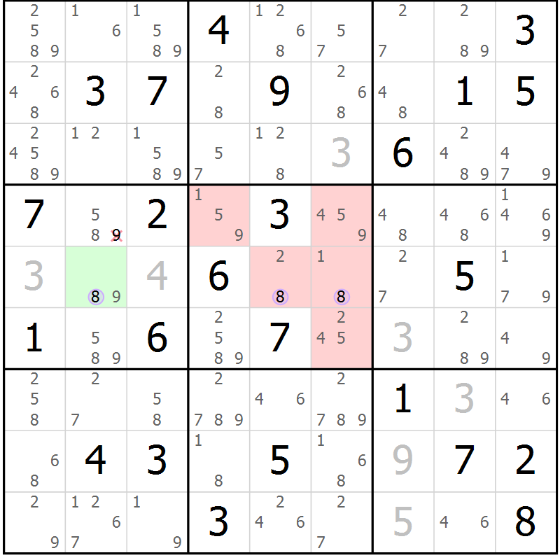 Position des candidats pour la solution de la Gr 79 page 82 du magazine de sudoku Suprême n° 023