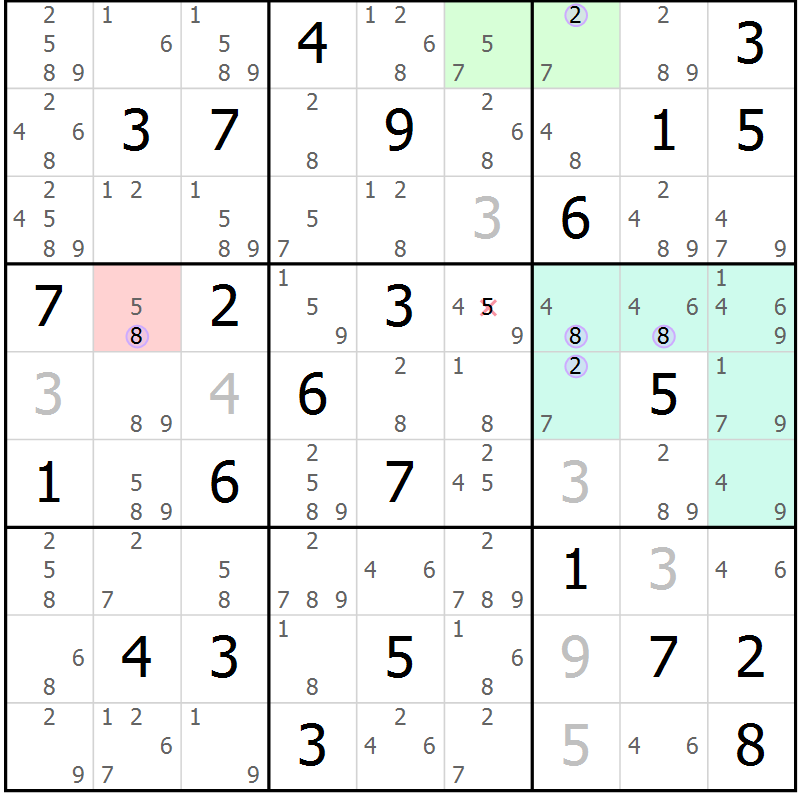 Position des candidats pour la solution de la Gr 79 page 82 du magazine de sudoku Suprême n° 023