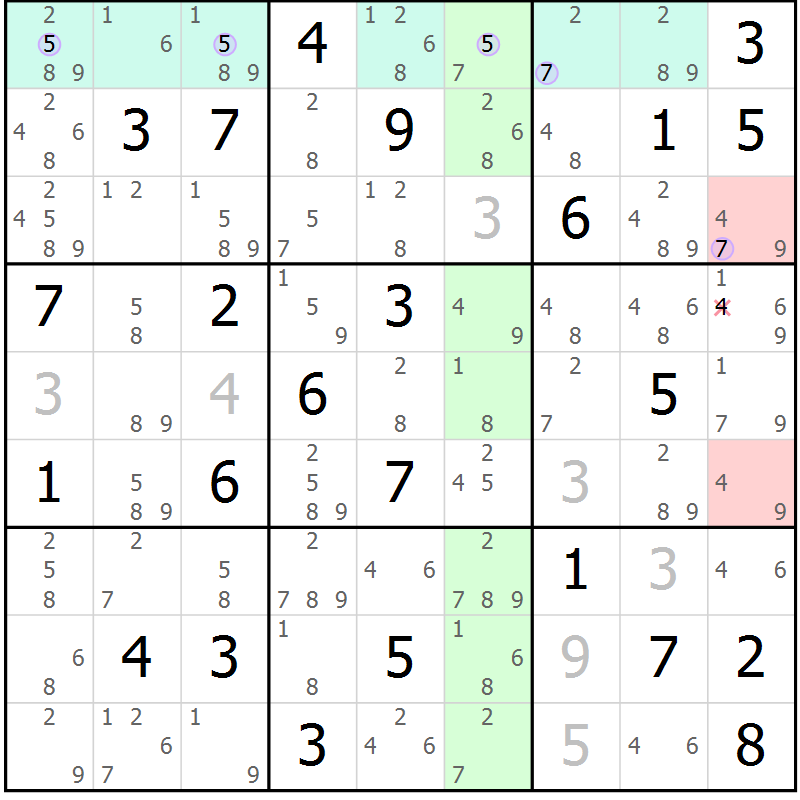 Position des candidats pour la solution de la Gr 79 page 82 du magazine de sudoku Suprême n° 023