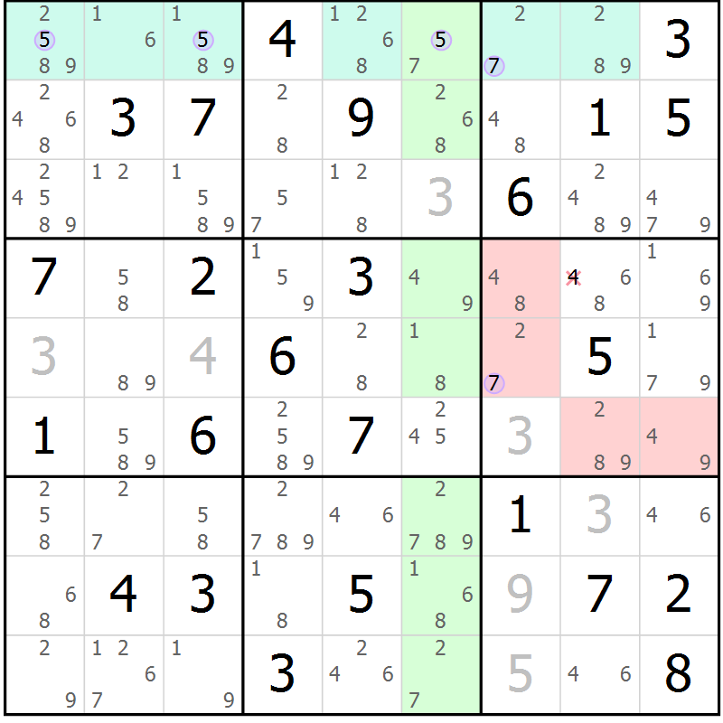 Position des candidats pour la solution de la Gr 79 page 82 du magazine de sudoku Suprême n° 023