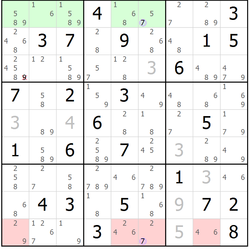 Position des candidats pour la solution de la Gr 79 page 82 du magazine de sudoku Suprême n° 023