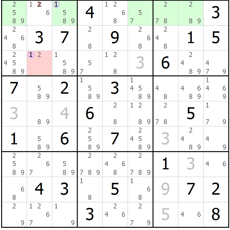 Position des candidats pour la solution de la Gr 79 page 82 du magazine de sudoku Suprême n° 023