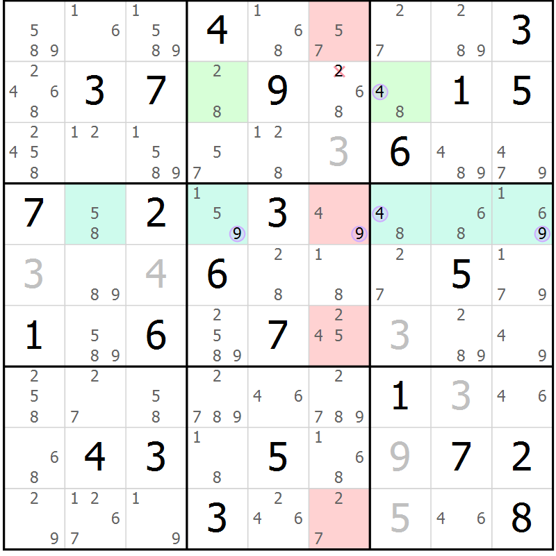 Position des candidats pour la solution de la Gr 79 page 82 du magazine de sudoku Suprême n° 023