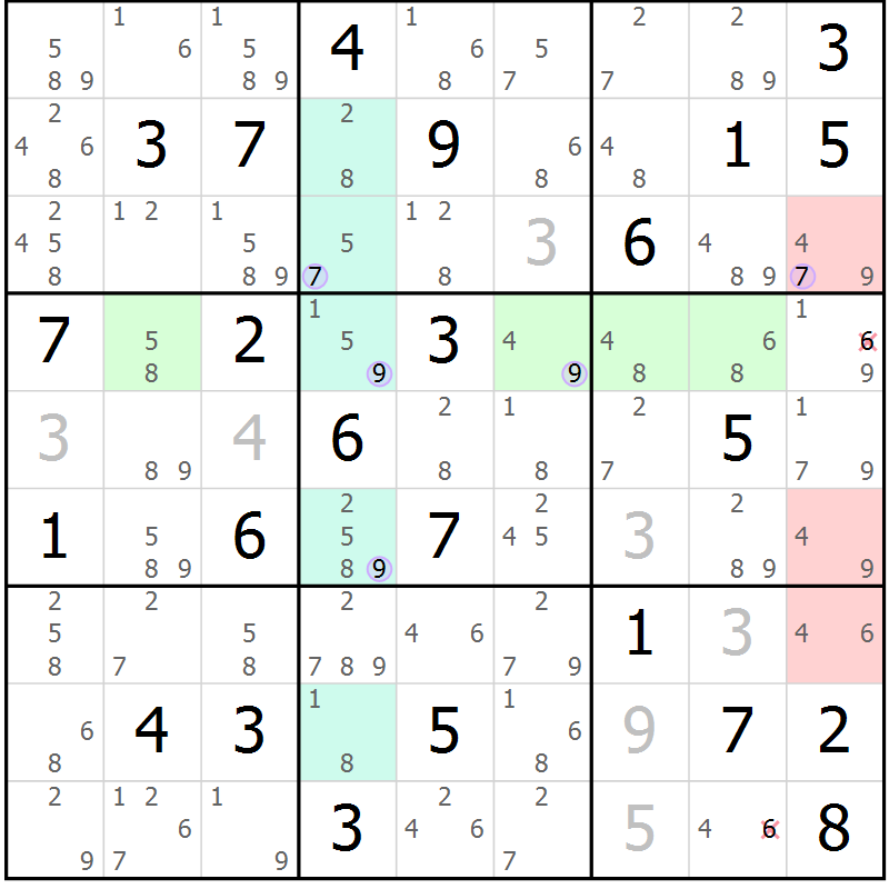 Position des candidats pour la solution de la Gr 79 page 82 du magazine de sudoku Suprême n° 023