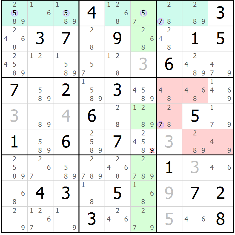Position des candidats pour la solution de la Gr 79 page 82 du magazine de sudoku Suprême n° 023