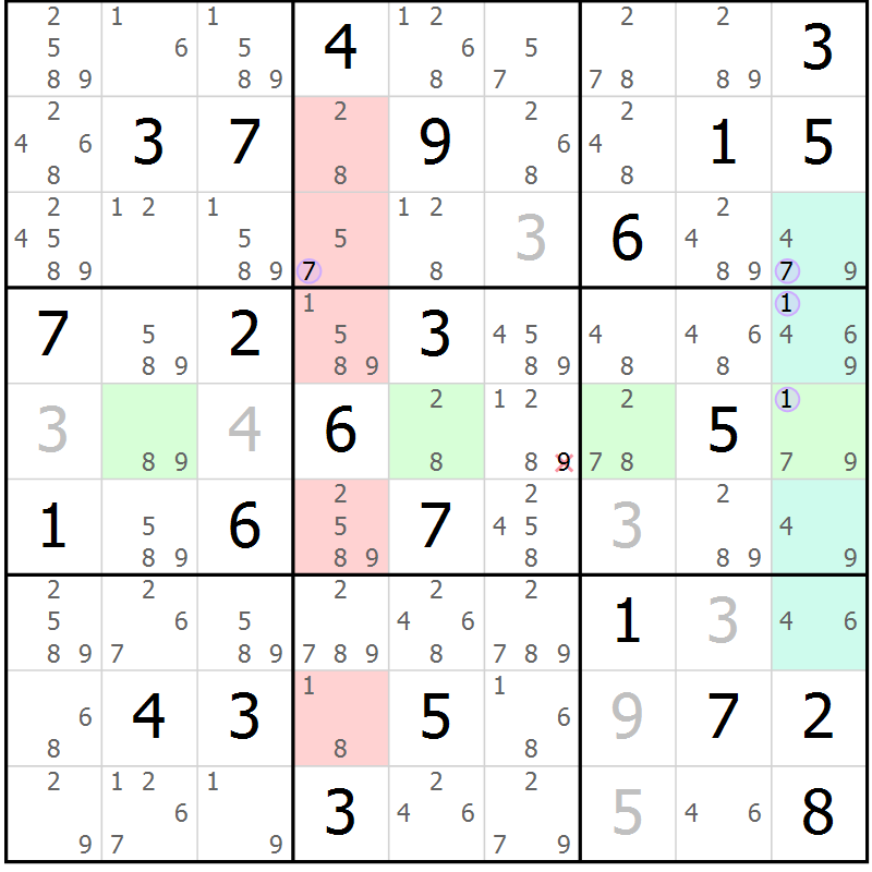 Position des candidats pour la solution de la Gr 79 page 82 du magazine de sudoku Suprême n° 023