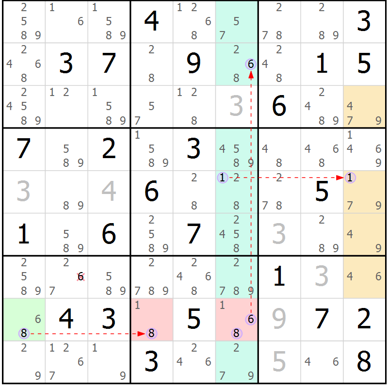 Position des candidats pour la solution de la Gr 79 page 82 du magazine de sudoku Suprême n° 023