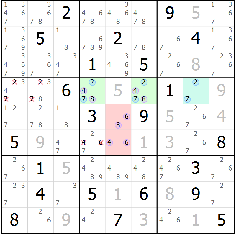 Position des candidats pour la solution de la Gr 8 page 11 du magazine de sudoku Suprême n° 023