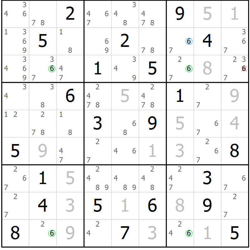 Position des candidats pour la solution de la Gr 8 page 11 du magazine de sudoku Suprême n° 023