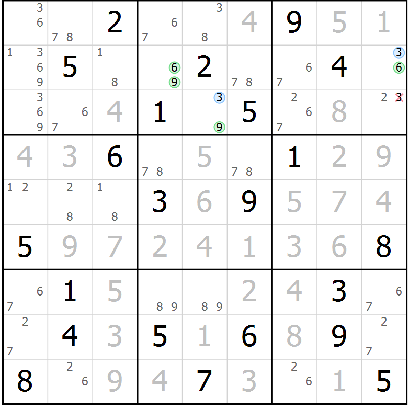 Position des candidats pour la solution de la Gr 8 page 11 du magazine de sudoku Suprême n° 023