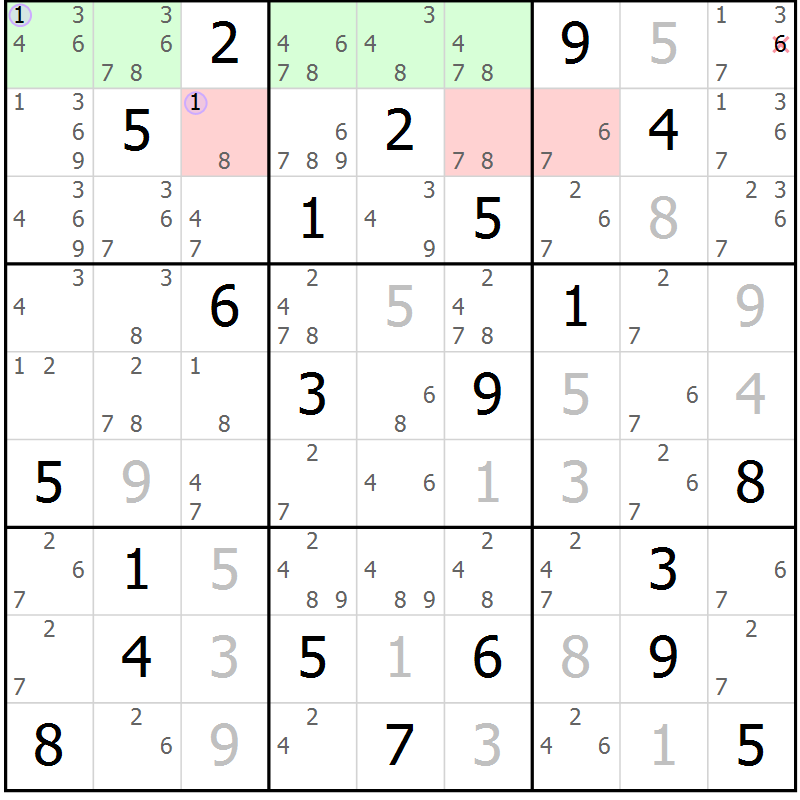 Position des candidats pour la solution de la Gr 8 page 11 du magazine de sudoku Suprême n° 023