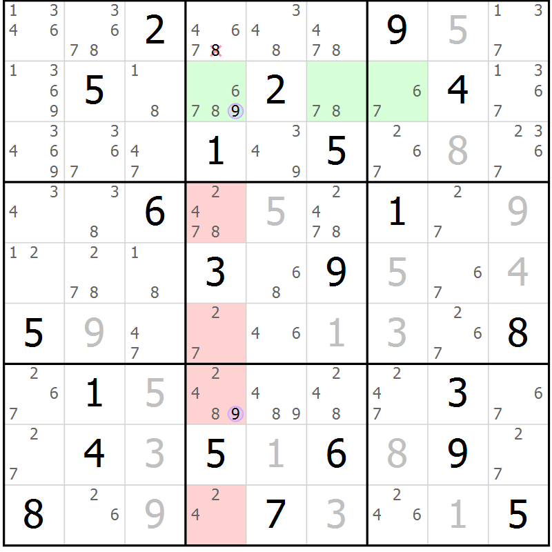 Position des candidats pour la solution de la Gr 8 page 11 du magazine de sudoku Suprême n° 023