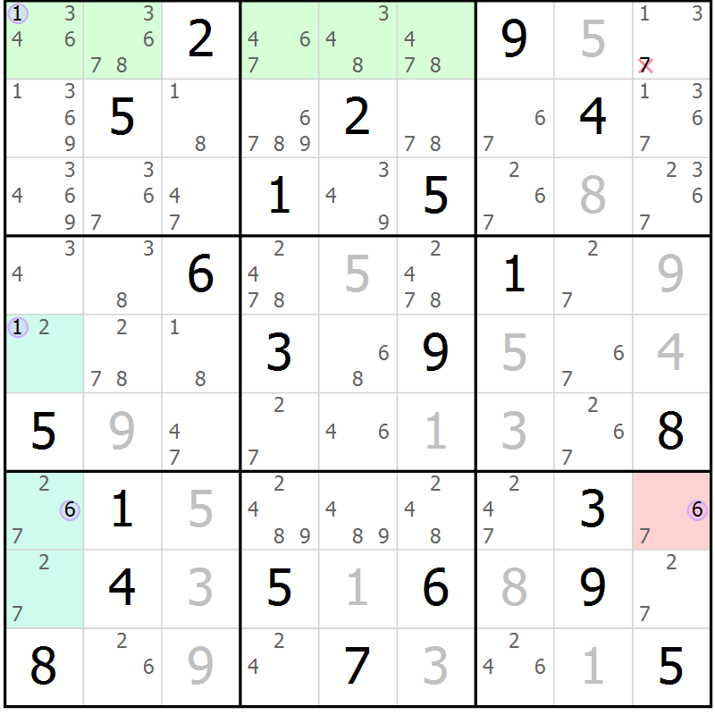 Position des candidats pour la solution de la Gr 8 page 11 du magazine de sudoku Suprême n° 023