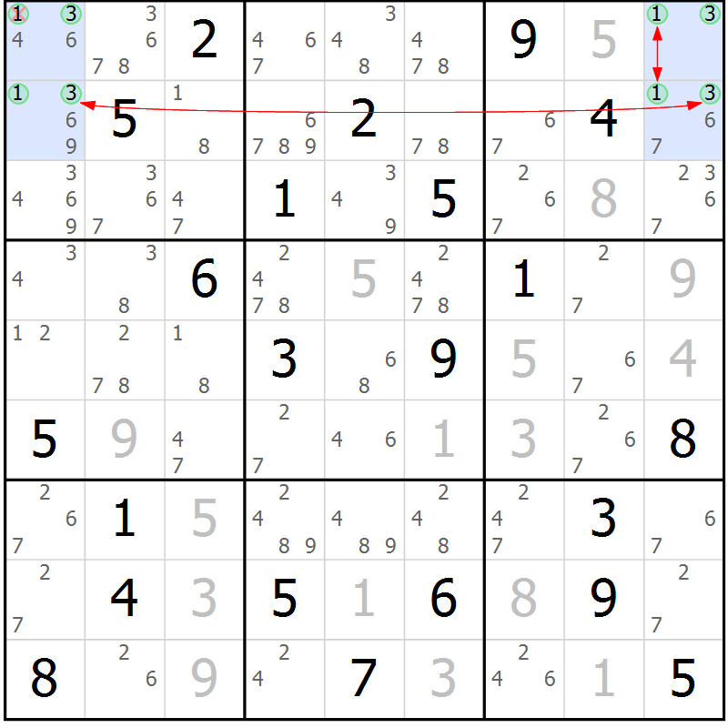 Position des candidats pour la solution de la Gr 8 page 11 du magazine de sudoku Suprême n° 023