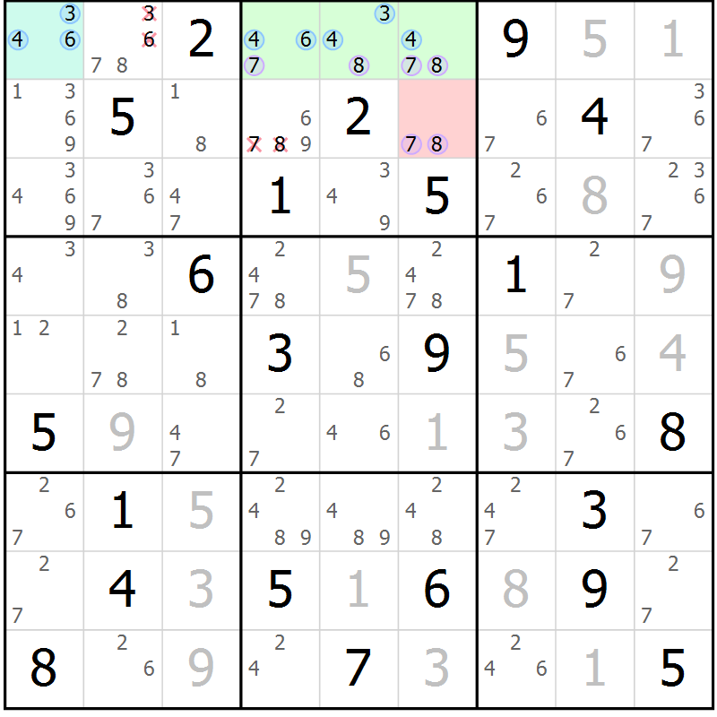 Position des candidats pour la solution de la Gr 8 page 11 du magazine de sudoku Suprême n° 023