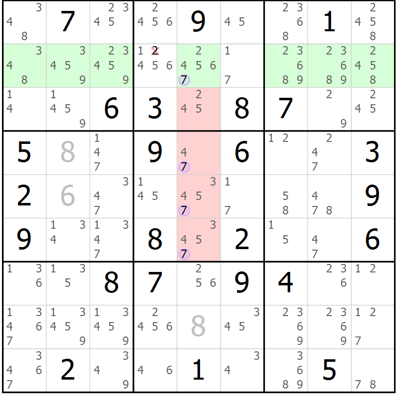Position des candidats pour la solution de la Gr 80 page 83 du magazine de sudoku Suprême n° 023