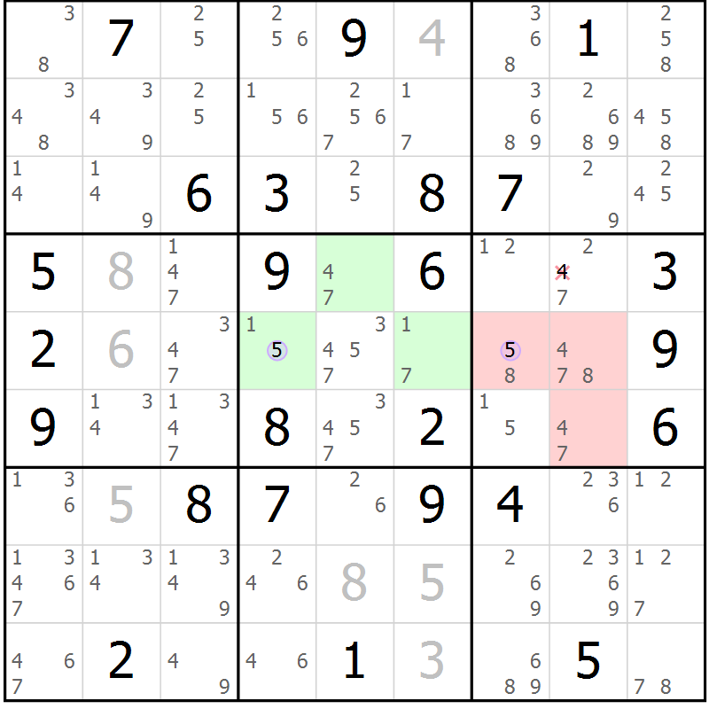 Position des candidats pour la solution de la Gr 80 page 83 du magazine de sudoku Suprême n° 023