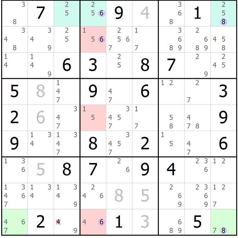 Position des candidats pour la solution de la Gr 80 page 83 du magazine de sudoku Suprême n° 023