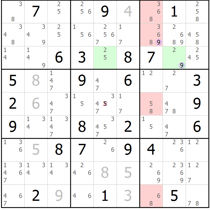 Position des candidats pour la solution de la Gr 80 page 83 du magazine de sudoku Suprême n° 023