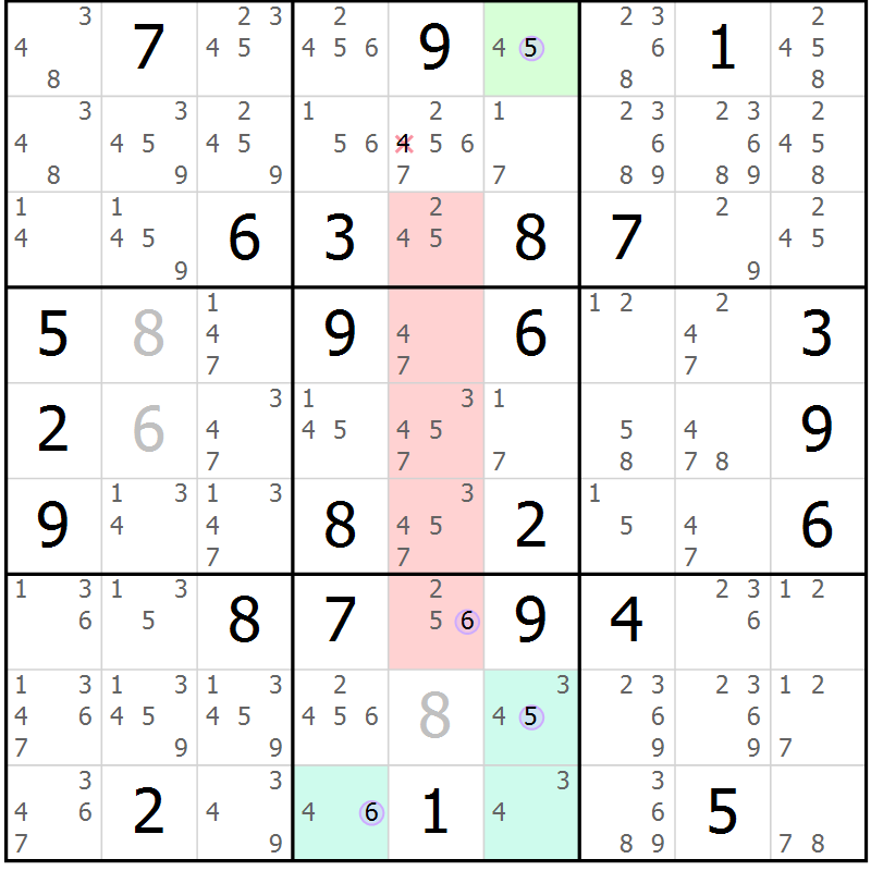 Position des candidats pour la solution de la Gr 80 page 83 du magazine de sudoku Suprême n° 023