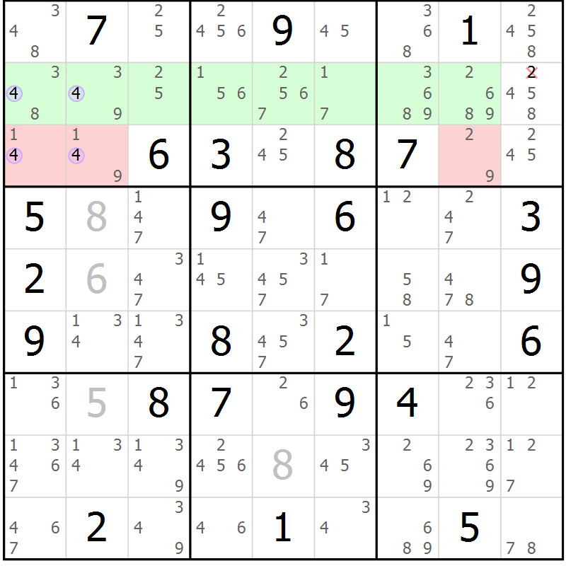 Position des candidats pour la solution de la Gr 80 page 83 du magazine de sudoku Suprême n° 023