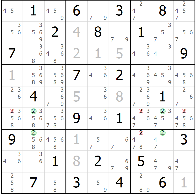 Position des candidats pour la solution de la Gr 81 page 84 du magazine de sudoku Suprême n° 023