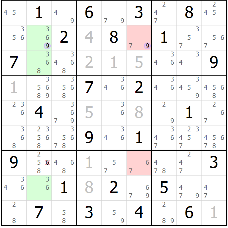 Position des candidats pour la solution de la Gr 81 page 84 du magazine de sudoku Suprême n° 023