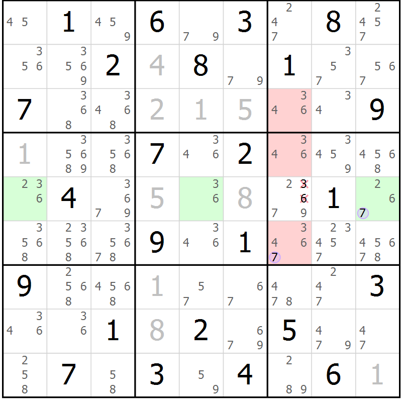 Position des candidats pour la solution de la Gr 81 page 84 du magazine de sudoku Suprême n° 023