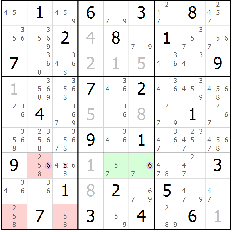 Position des candidats pour la solution de la Gr 81 page 84 du magazine de sudoku Suprême n° 023