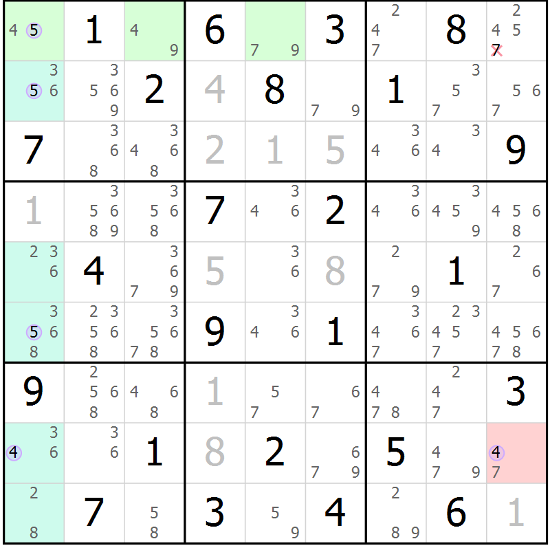 Position des candidats pour la solution de la Gr 81 page 84 du magazine de sudoku Suprême n° 023
