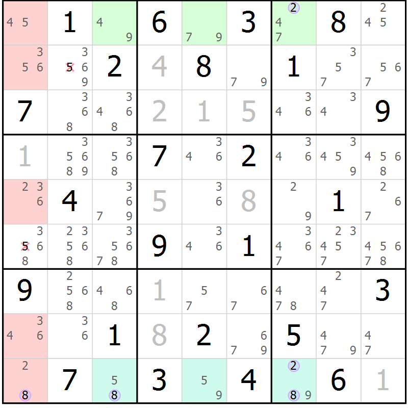 Position des candidats pour la solution de la Gr 81 page 84 du magazine de sudoku Suprême n° 023