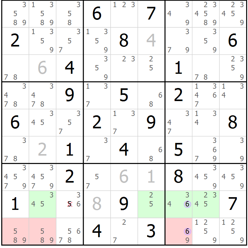 Position des candidats pour la solution de la Gr 82 page 85 du magazine de sudoku Suprême n° 023