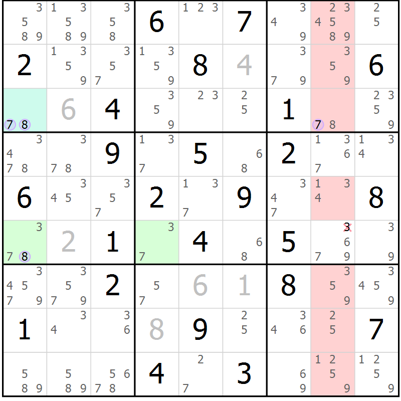 Position des candidats pour la solution de la Gr 82 page 85 du magazine de sudoku Suprême n° 023