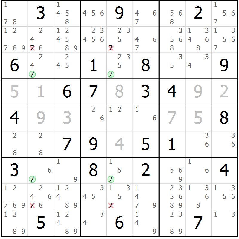 Position des candidats pour la solution de la Gr 83 page 86 du magazine de sudoku Suprême n° 023