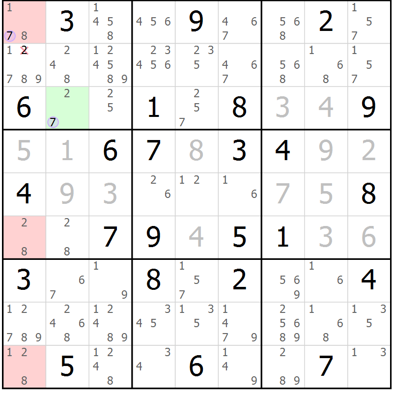 Position des candidats pour la solution de la Gr 83 page 86 du magazine de sudoku Suprême n° 023