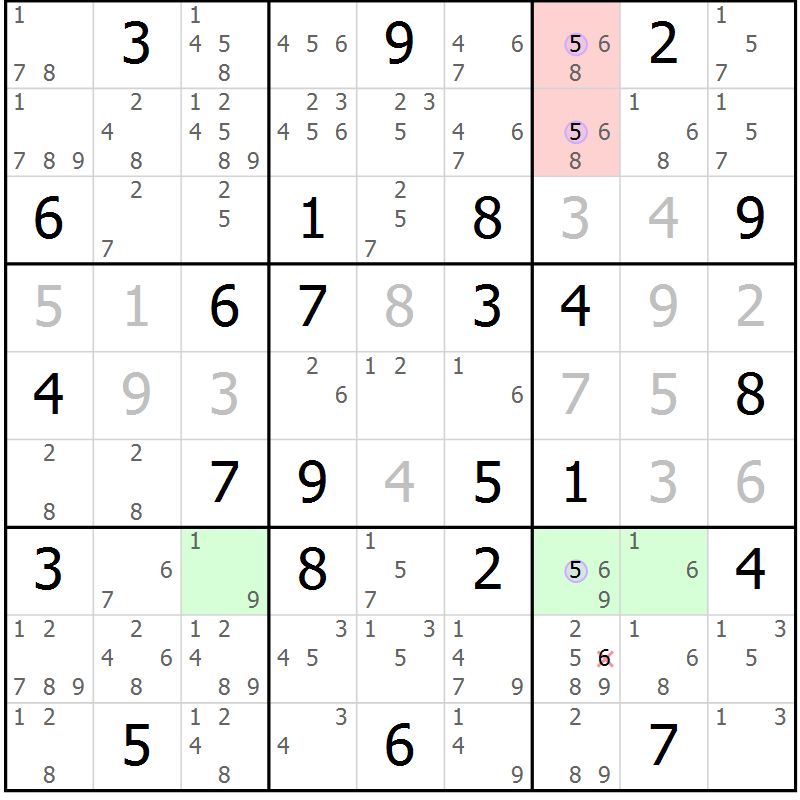 Position des candidats pour la solution de la Gr 83 page 86 du magazine de sudoku Suprême n° 023