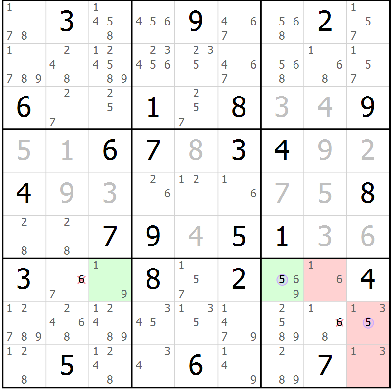 Position des candidats pour la solution de la Gr 83 page 86 du magazine de sudoku Suprême n° 023