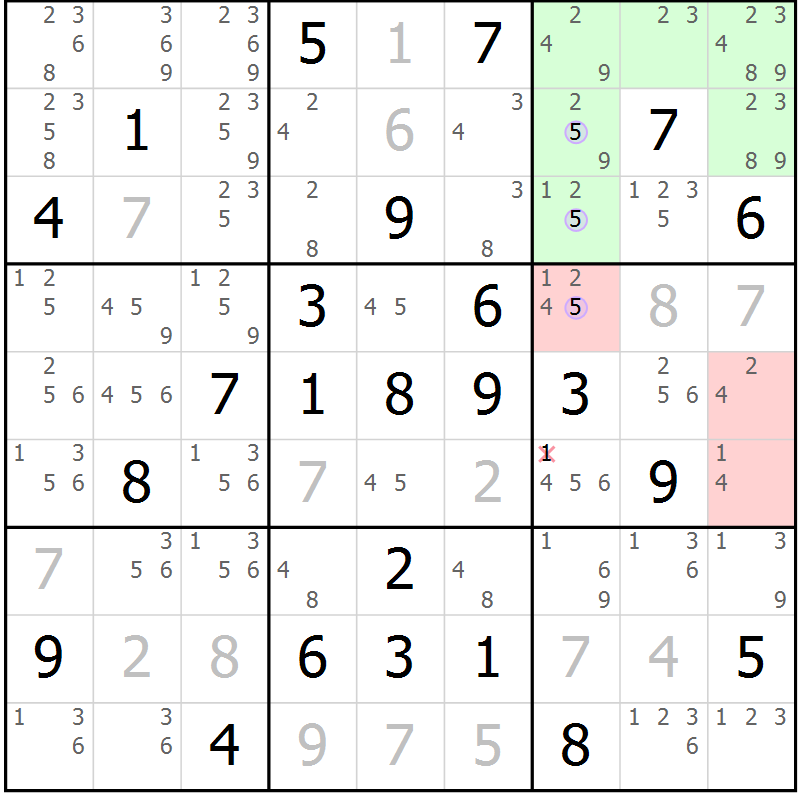 Position des candidats pour la solution de la Gr 84 page 87 du magazine de sudoku Suprême n° 023