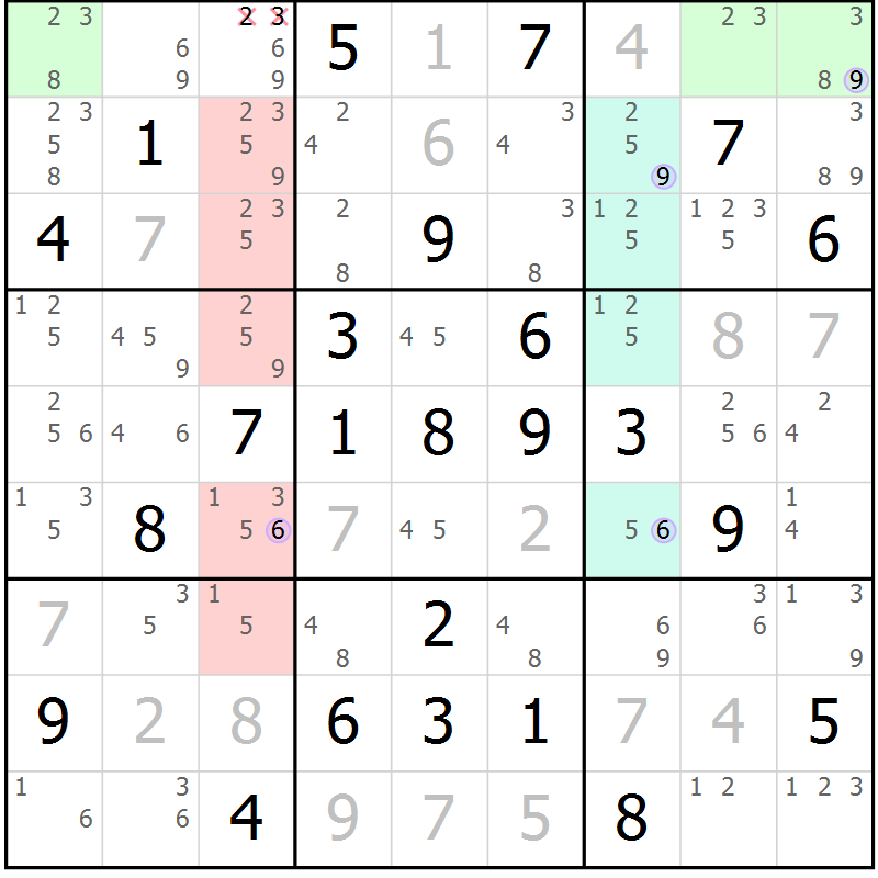 Position des candidats pour la solution de la Gr 84 page 87 du magazine de sudoku Suprême n° 023