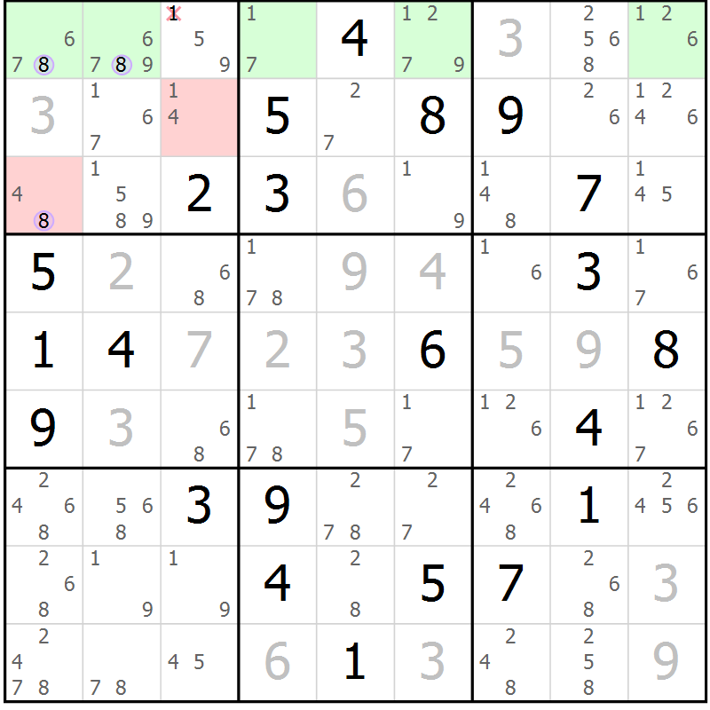 Position des candidats pour la solution de la Gr 1 page 4 du magazine de sudoku Suprême n° 024
