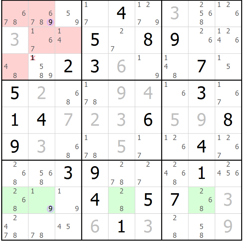 Position des candidats pour la solution de la Gr 1 page 4 du magazine de sudoku Suprême n° 024