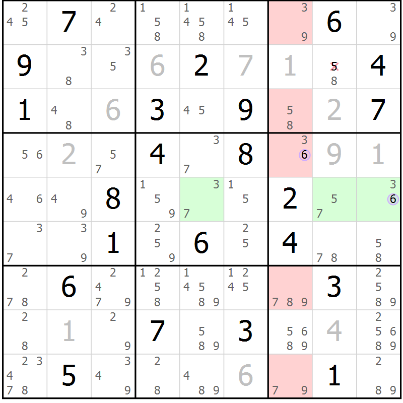 Position des candidats pour la solution de la Gr 10 page 13 du magazine de sudoku Suprême n° 024