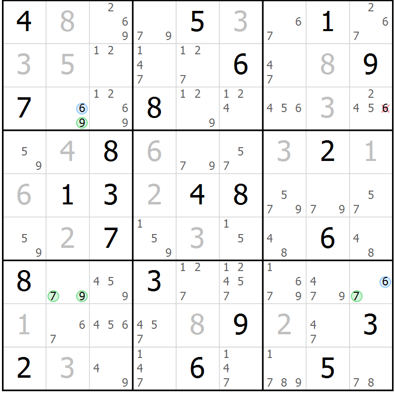 Position des candidats pour la solution de la Gr 11 page 14 du magazine de sudoku Suprême n° 024