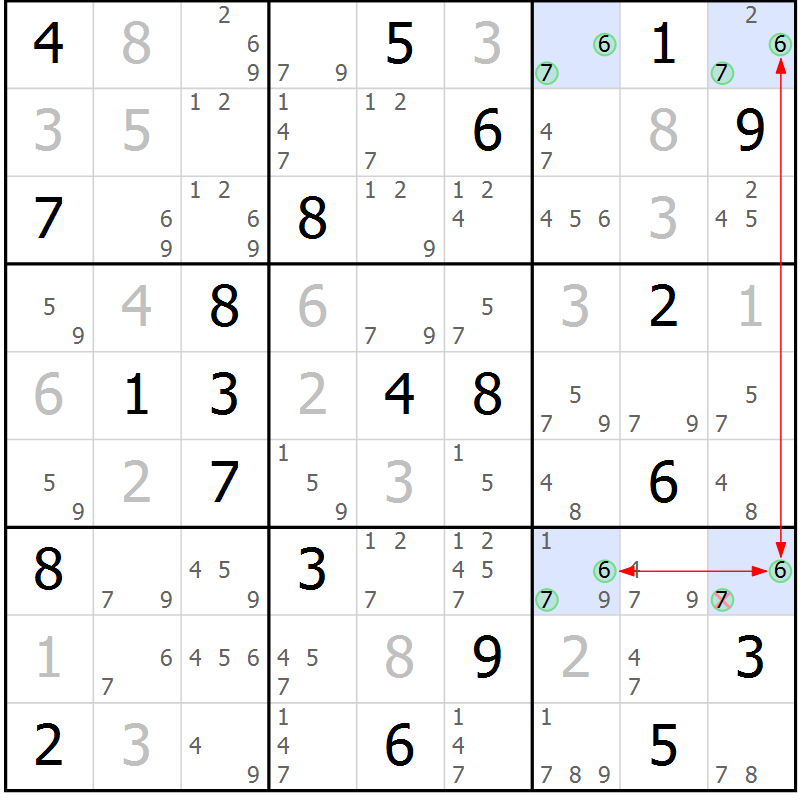 Position des candidats pour la solution de la Gr 11 page 14 du magazine de sudoku Suprême n° 024